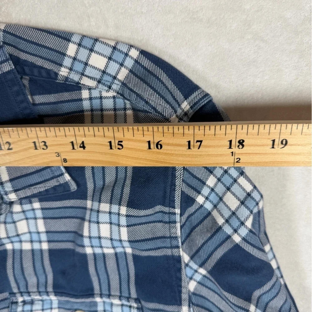 Lot of 2 J. Crew Medium Blue and Black Plaid Flannel Casual Shirts